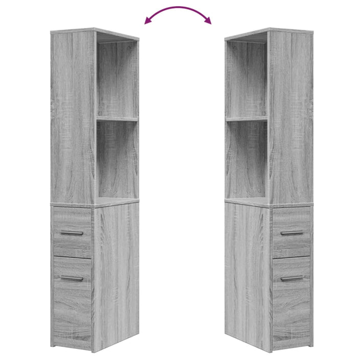 Armadietto da Bagno Stretto con Ruote Grigio Sonoma Truciolato 855300