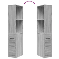 Armadietto da Bagno Stretto con Ruote Grigio Sonoma Truciolato