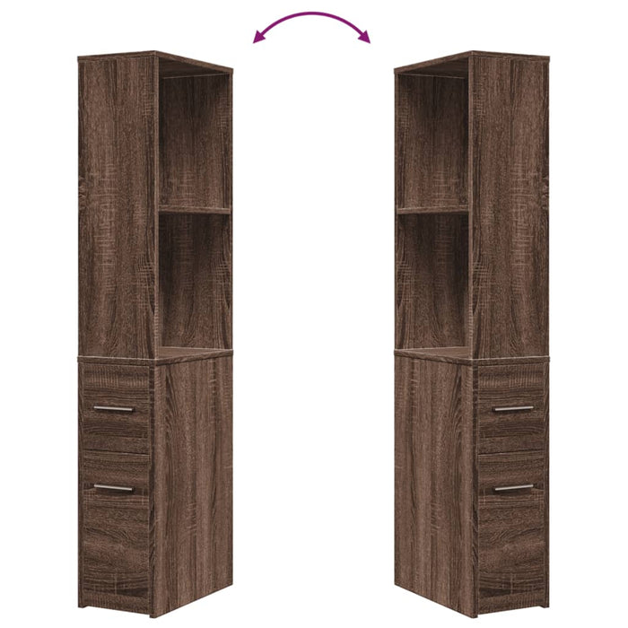 Armadietto da Bagno Stretto con Ruote Rovere Marrone Truciolato