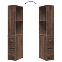 Armadietto da Bagno Stretto con Ruote Rovere Marrone Truciolato 855301