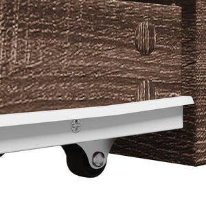 Armadietto da Bagno Stretto con Ruote Rovere Marrone Truciolato