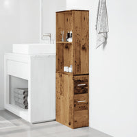 Armadietto da Bagno Stretto con Ruote Rovere Antico Truciolato 855302