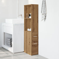 Mobile da Bagno Stretto con Ruote Rovere Artigianale Truciolato