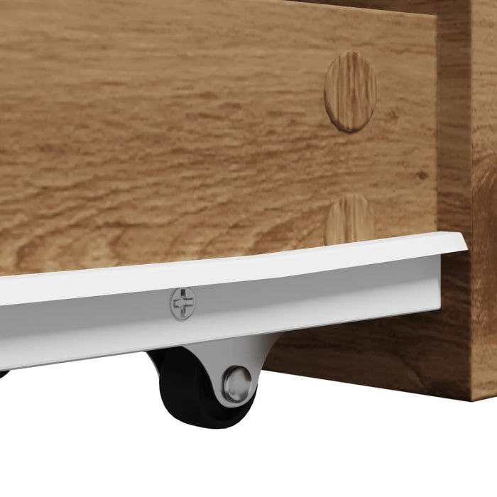 Mobile da Bagno Stretto con Ruote Rovere Artigianale Truciolato