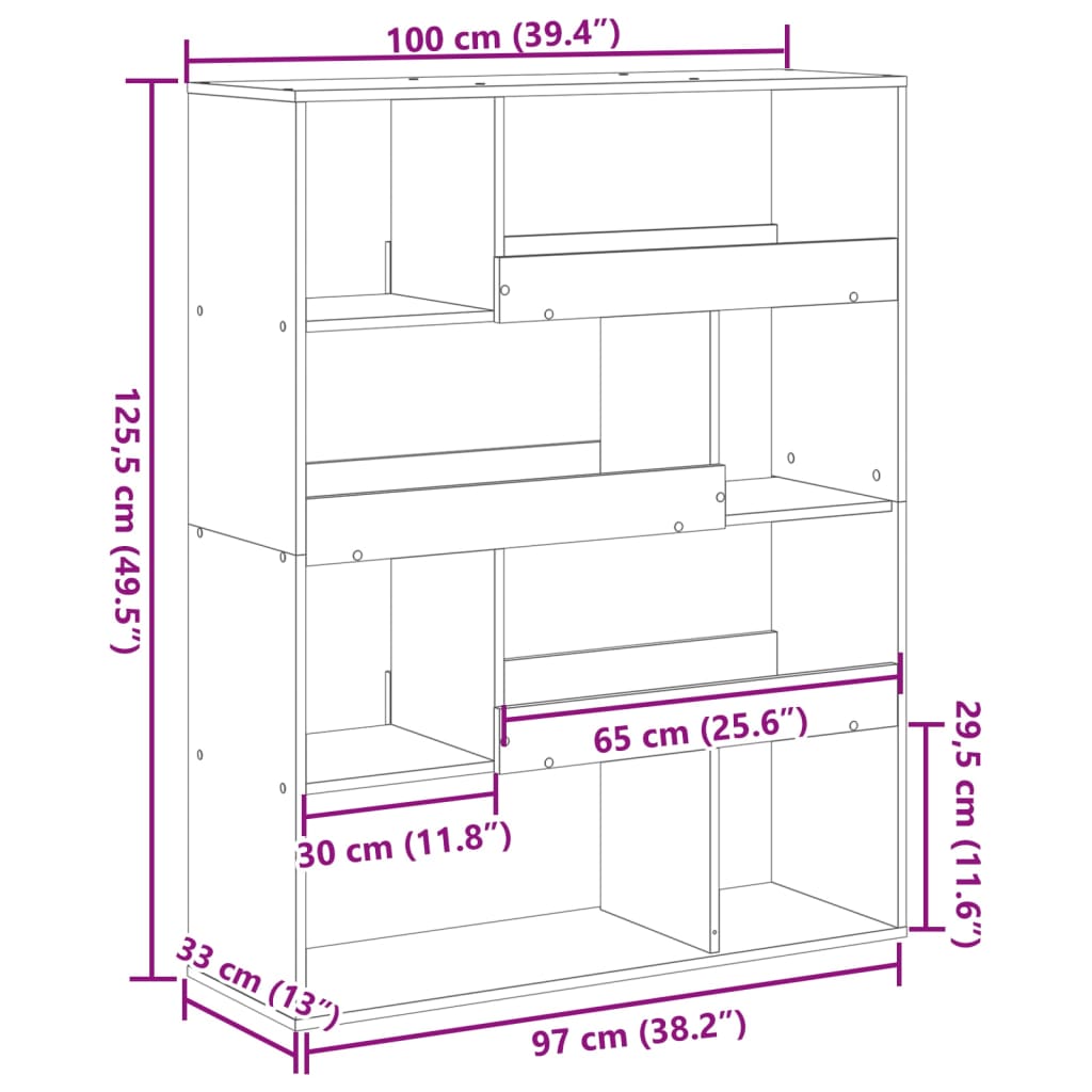 Libreria Nera 100x33x125,5 cm in Legno Multistrato 3309331