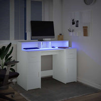 vidaXL Scrivania con Luci LED Bianca 120x55x91 cm in Truciolato