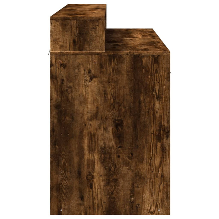 Scrivania con Luci LED Rovere Fumo 120x55x91 cm in Multistrato