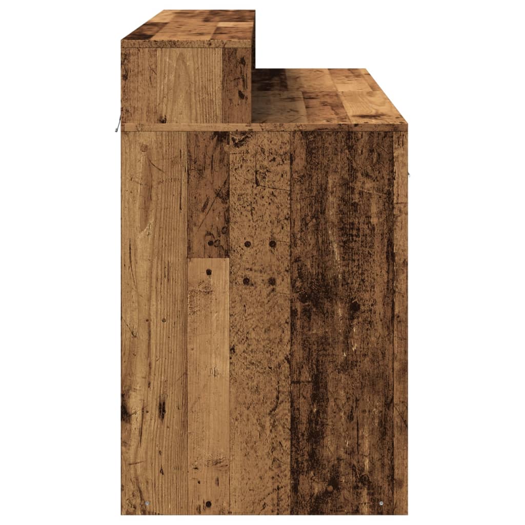 vidaXL Scrivania con Luci LED Legno Antico 120x55x91 cm in Multistrato