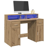 Scrivania con Luci LED Rovere 120x55x91 cm in Legno Multistrato 3309419