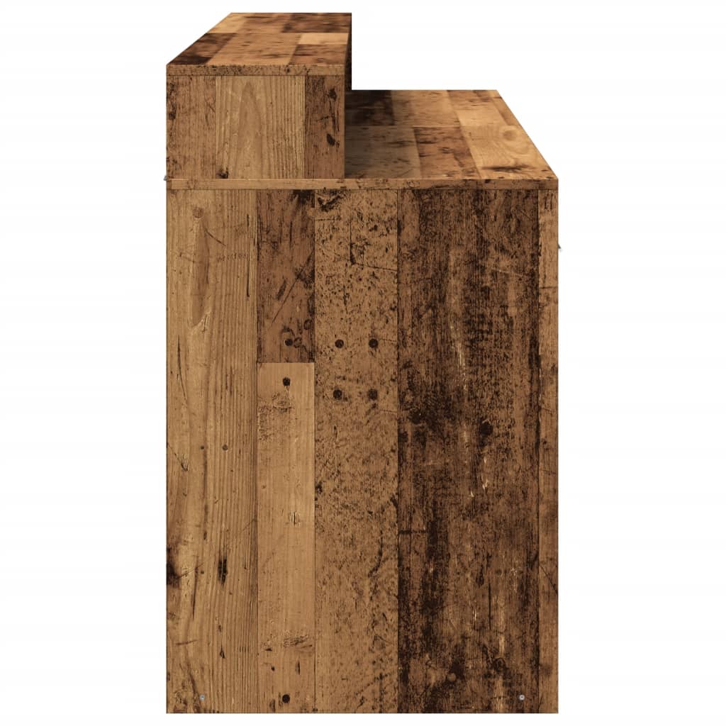 vidaXL Scrivania con Luci LED Legno Antico 140x55x91 cm in Multistrato