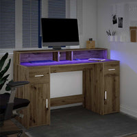 Scrivania con Luci LED Rovere 140x55x91 cm in Legno Multistrato 3309428