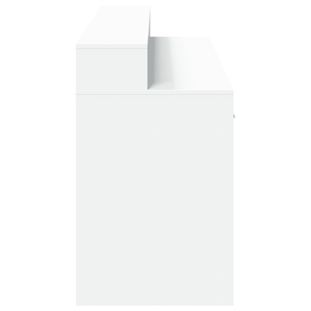 Scrivania con Luci LED Bianca 160x55x91 cm in Legno Multistrato