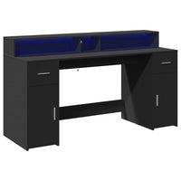 vidaXL Scrivania con Luci LED Nera 160x55x91 cm in Legno Multistrato