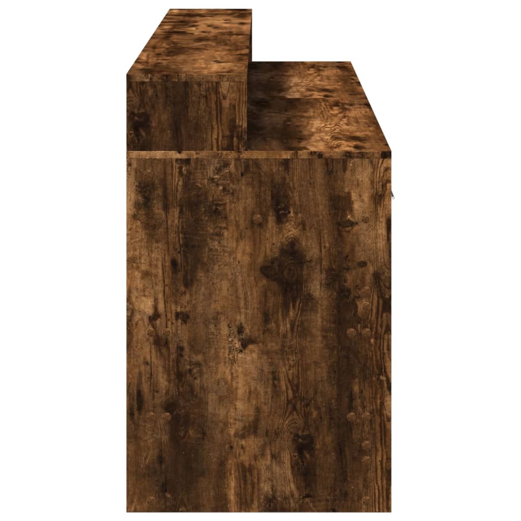 vidaXL Scrivania con Luci LED Rovere Fumo 160x55x91 cm in Multistrato