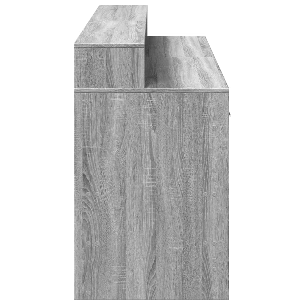 Scrivania con Luci LED Grigio Sonoma 160x55x91cm in Multistrato 3309434