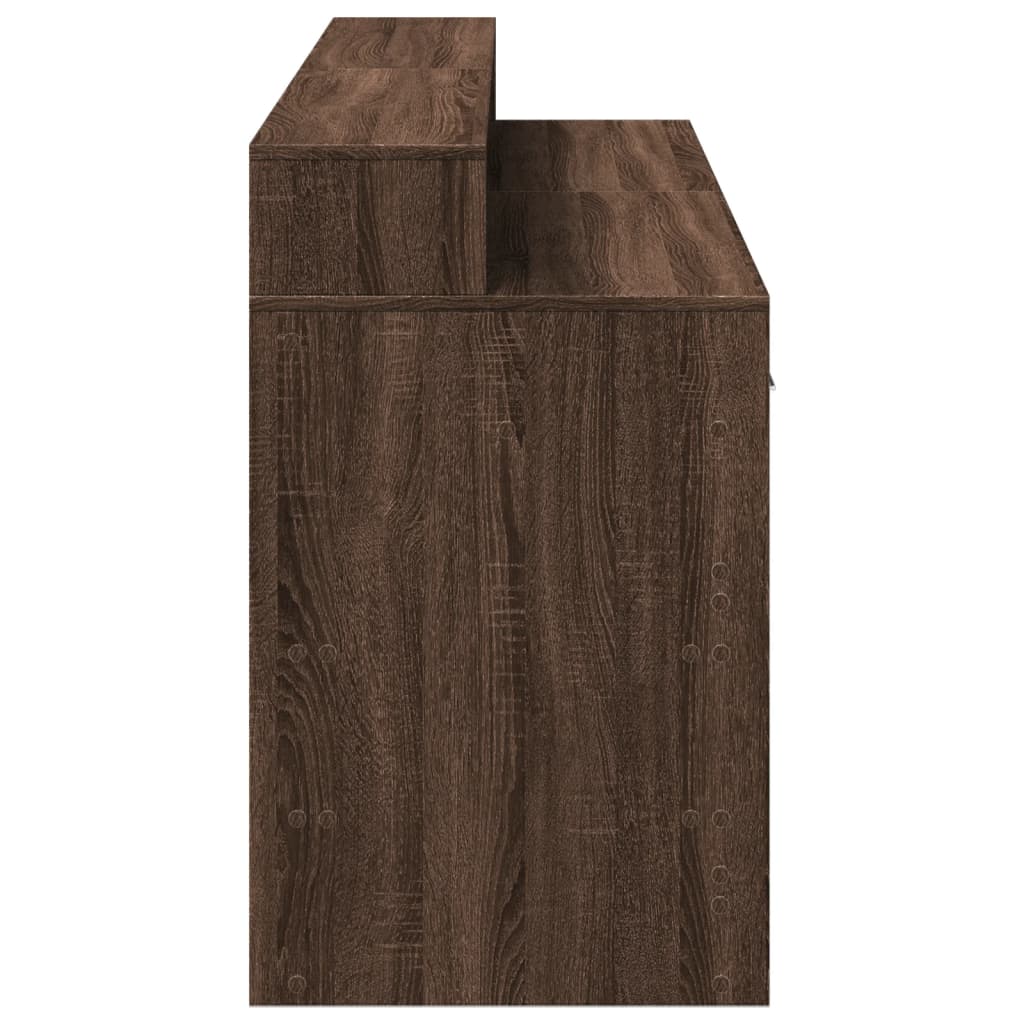 Scrivania con Luci LED Marrone Rovere 160x55x91 cm Multistrato