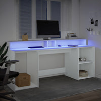 Scrivania con Luci LED Bianca 200x55x91 cm in Truciolato 3309438