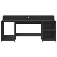 Scrivania Tavolo Postazione di lavoro Mobili per computer Studio con luci a LED 200 x 55 x 91 cm MDF Nero 02_0023433