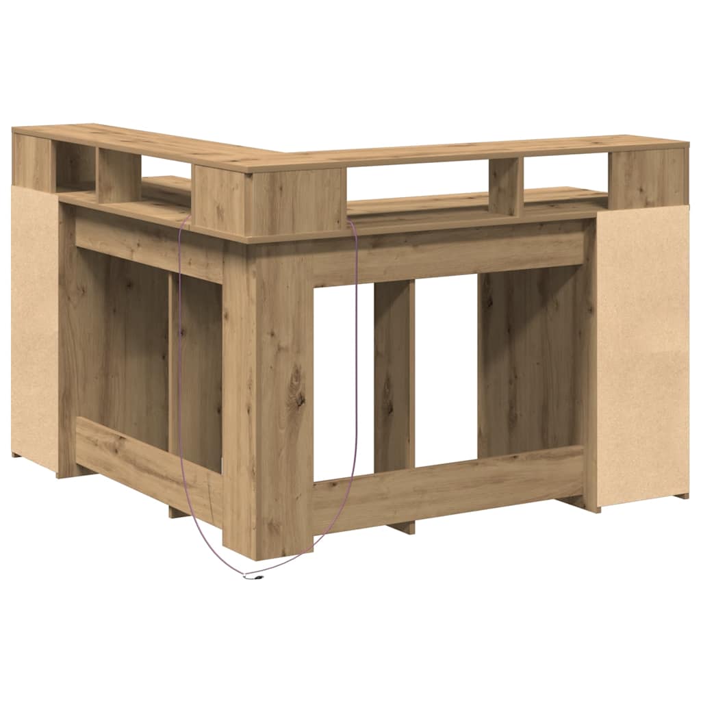 Scrivania a Luci LED Rovere Artigianale 140x55x91 cm Truciolato 3309455