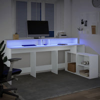 vidaXL Scrivania con Luci LED Bianca 200x104x91 cm in Truciolato