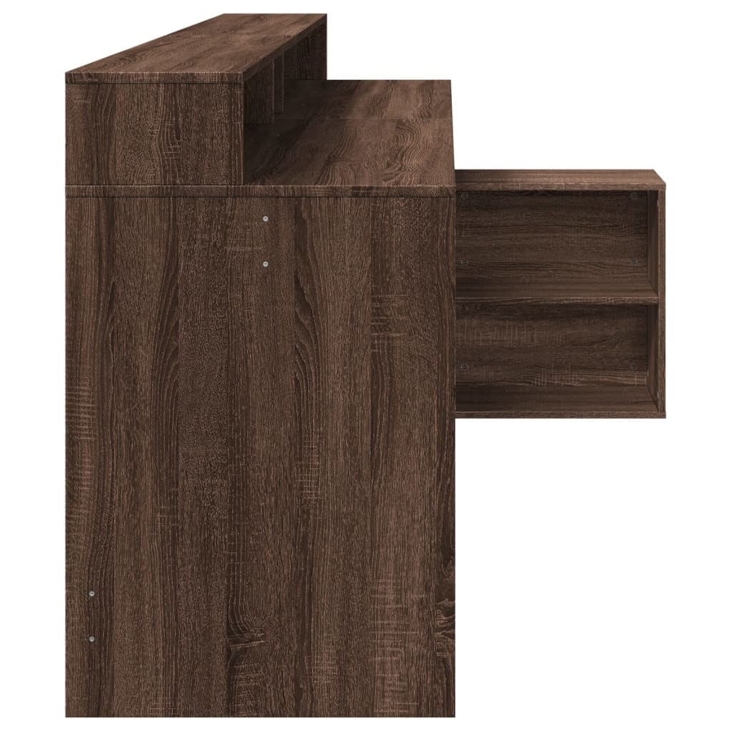 vidaXL Scrivania con Luci LED Marrone Rovere 200x104x91 cm Truciolato