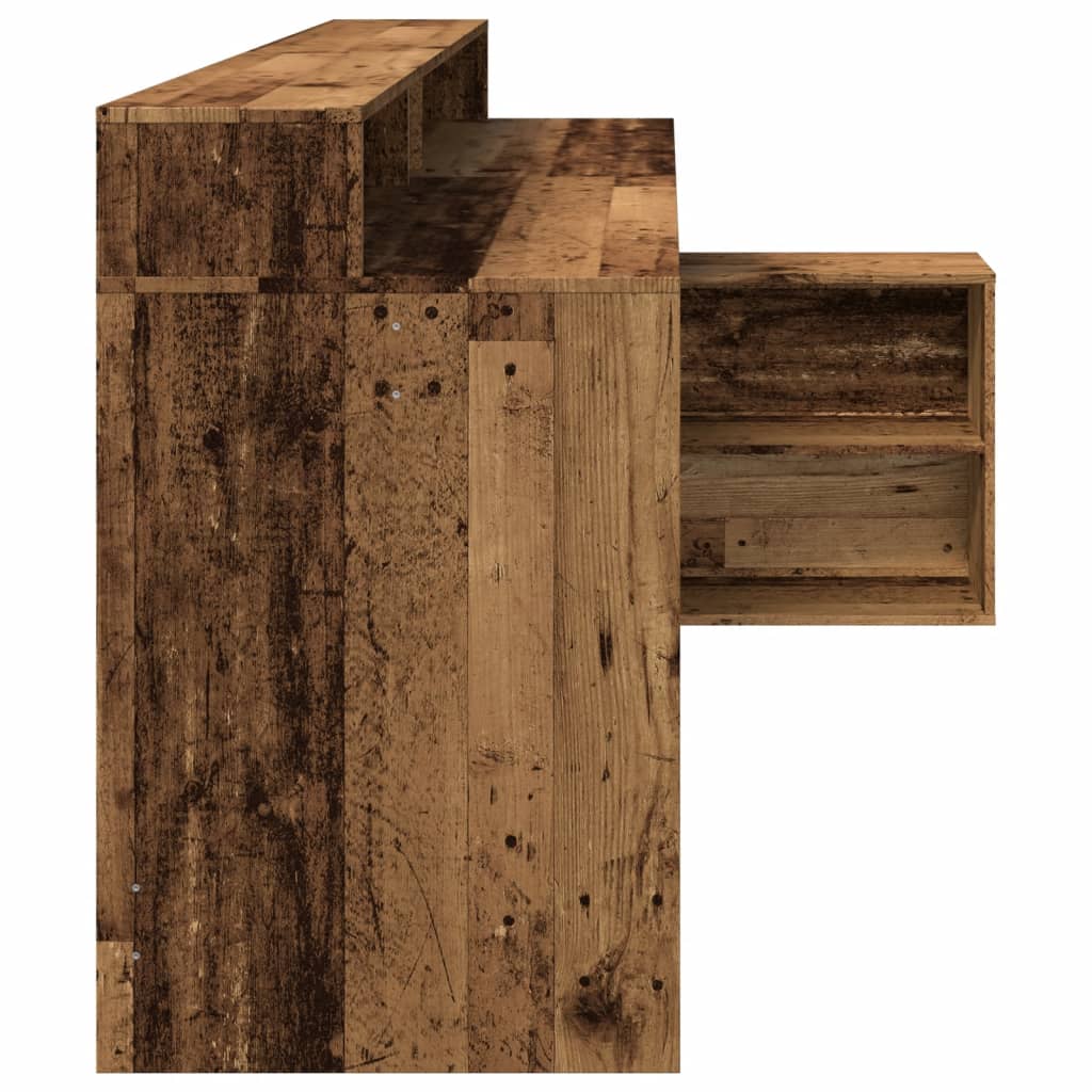 vidaXL Scrivania con Luci LED Legno Antico 200x104x91 cm in Truciolato