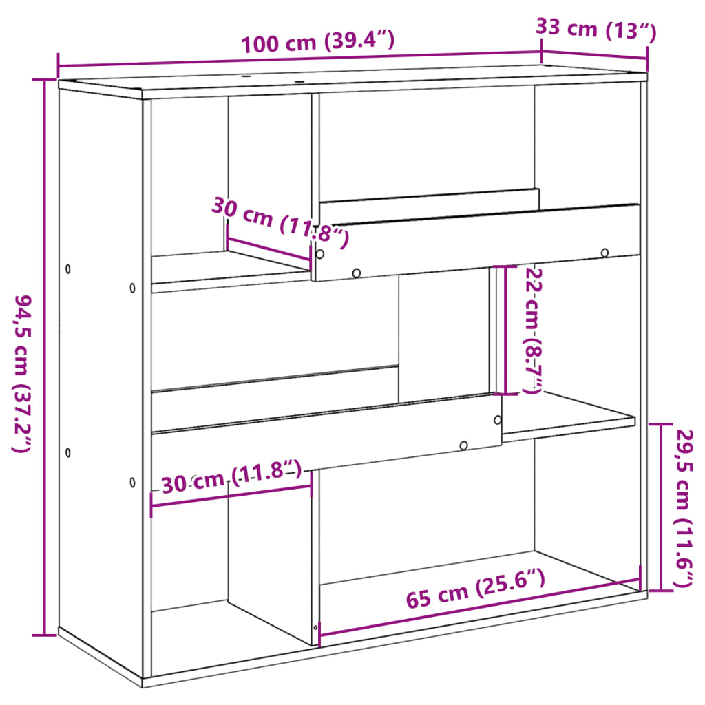 vidaXL Divisorio Legno Antico 100x33x94,5 cm in Truciolato
