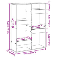Divisorio Rovere Fumo 100x33x135 cm in Truciolato