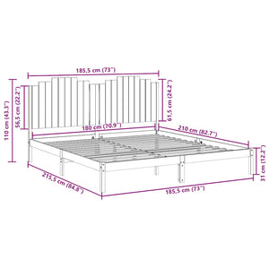 vidaXL Giroletto Extra Lungo senza Materasso 180x210 cm Legno Massello