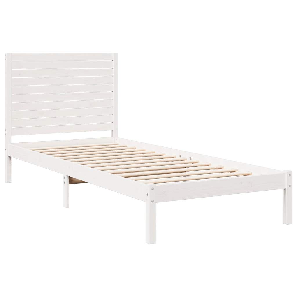 vidaXL Giroletto Extra Lungo senza Materasso Bianco 90x210 cm Massello