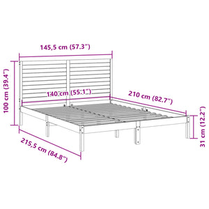 vidaXL Giroletto Extra Lungo senza Materasso 140x210 cm Legno Massello