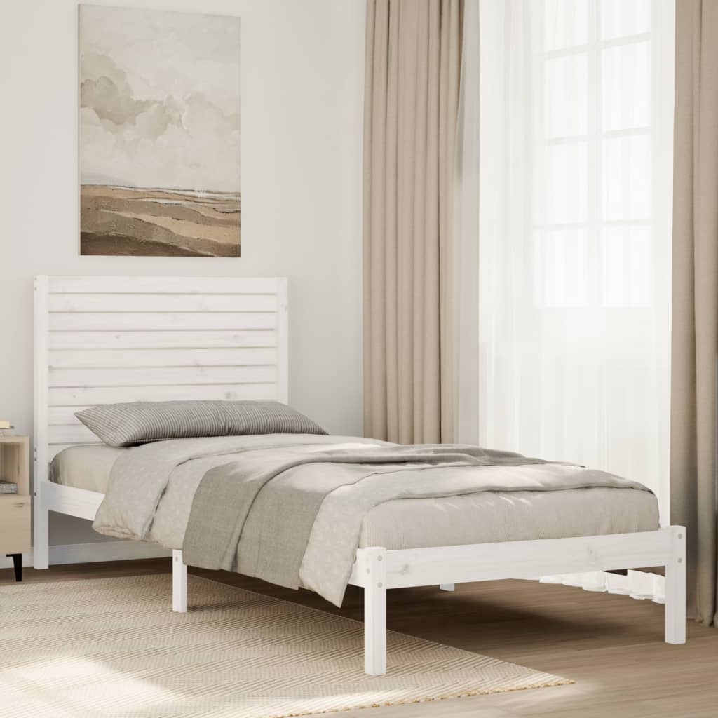 vidaXL Giroletto Extra Lungo senza Materasso Bianco 90x220 cm Massello