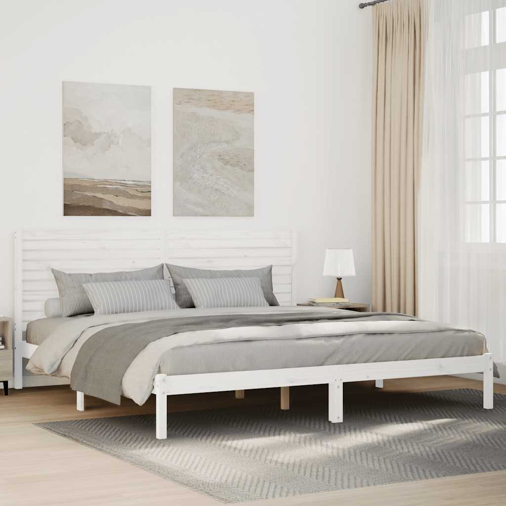 vidaXL Giroletto Extra Lungo senza Materasso Bianco 200x220cm Massello