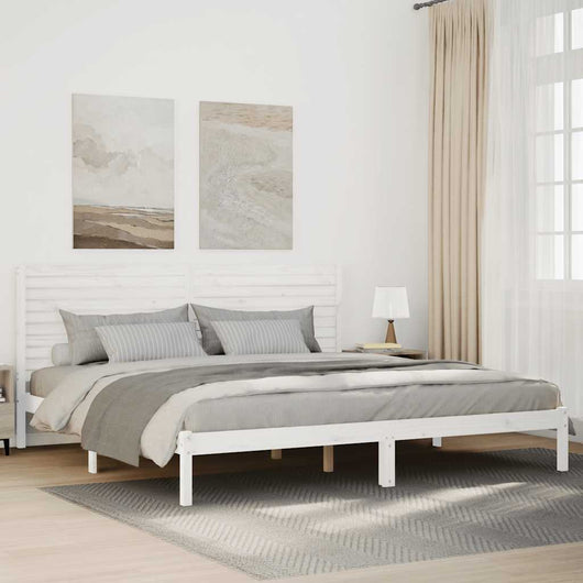 vidaXL Giroletto Extra Lungo senza Materasso Bianco 200x220cm Massello