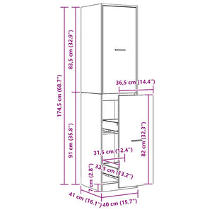 vidaXL Armadietto da Farmacia Rovere 40x41x174,5 cm in Truciolato