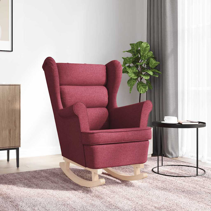 vidaXL Sedia a Dondolo Rosso Vino 74x90x102 cm in Tessuto