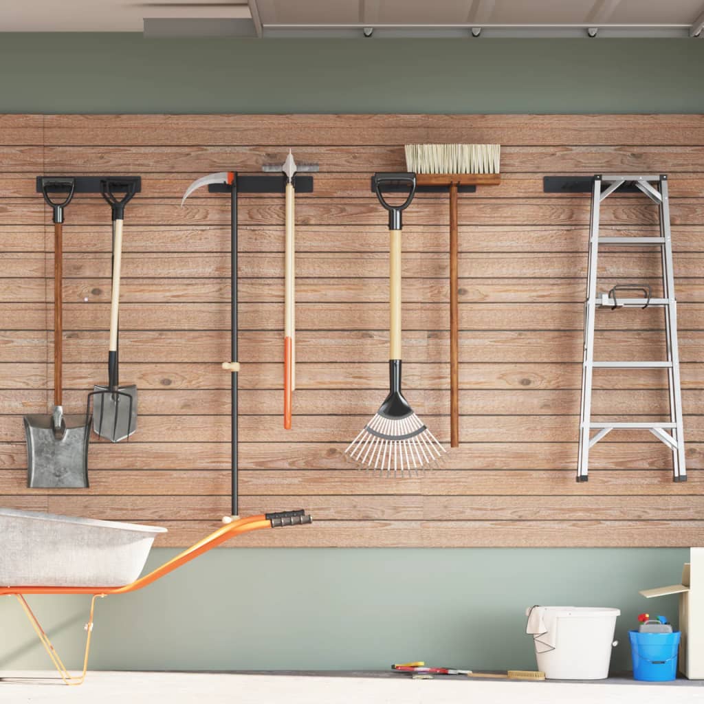 Portautensili da Giardino a Muro 4 pz Neri in Acciaio 3309654