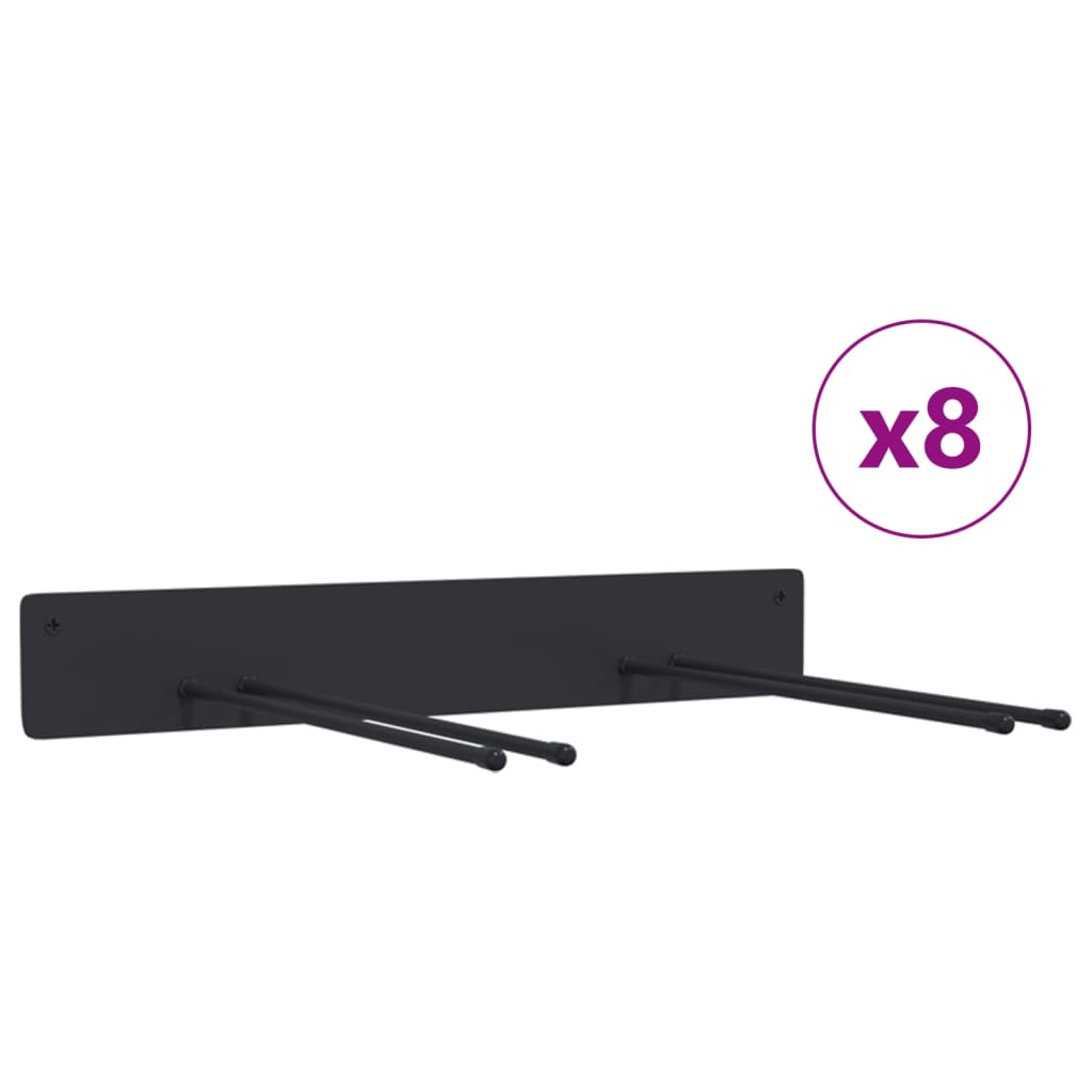 Portautensili da Giardino a Muro 8 pz Neri in Acciaio