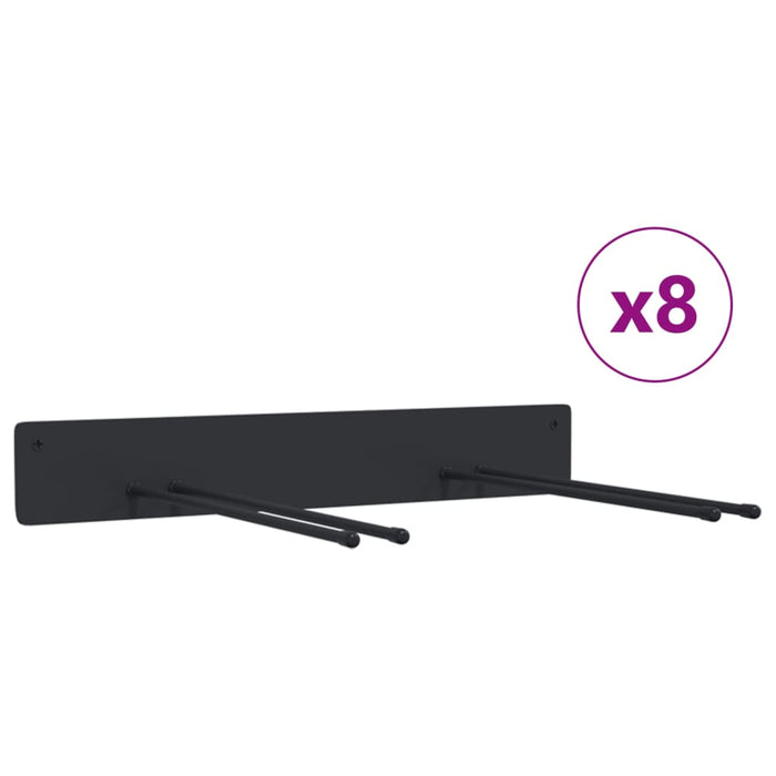 Portautensili da Giardino a Muro 8 pz Neri in Acciaio