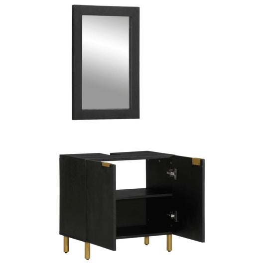 Set Mobili da Bagno 2 pz Nero in Legno Multistrato 3309994