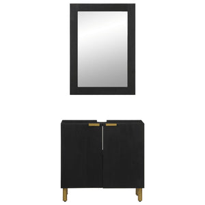 vidaXL Set Mobili da Bagno 2 pz Nero in Legno Multistrato