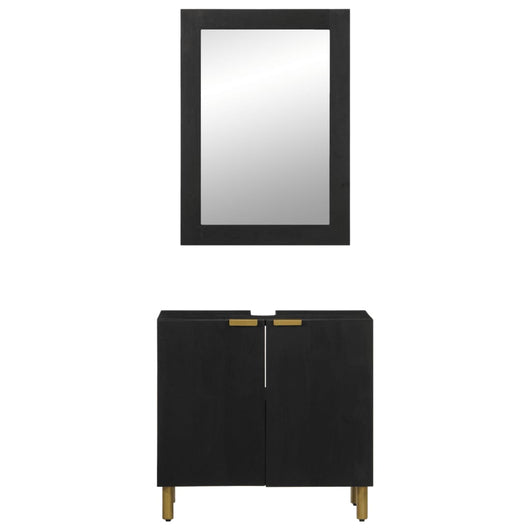 Set Mobili da Bagno 2 pz Nero in Legno Multistrato 3309994