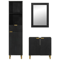 vidaXL Set Mobili da Bagno 3 pz Nero in Legno Multistrato
