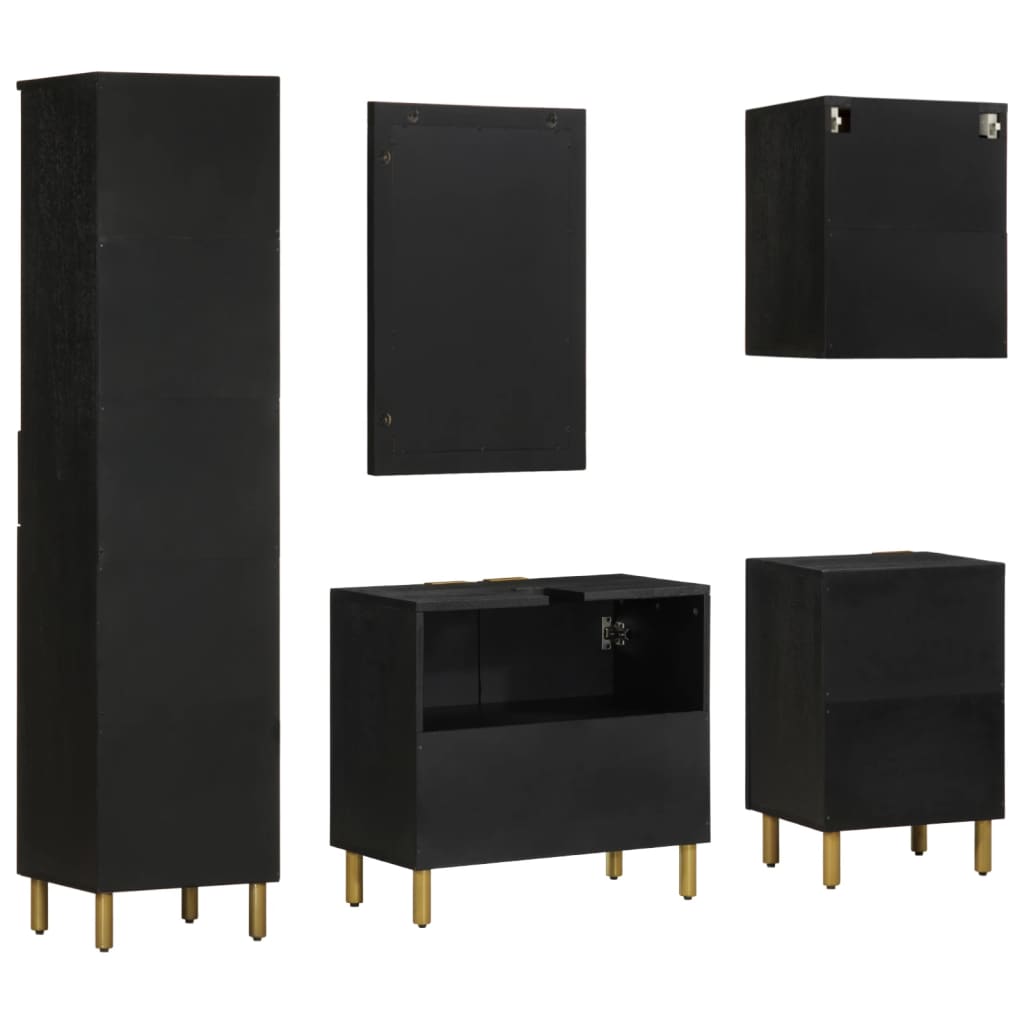 Set Mobili da Bagno 5 pz Nero in Legno Multistrato 3309997