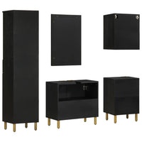 Set Mobili da Bagno 5 pz Nero in Legno Multistrato 3309997