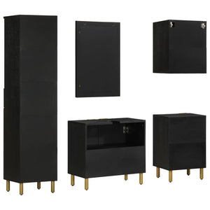 Set Mobili da Bagno 5 pz Nero in Legno Multistrato 3309997