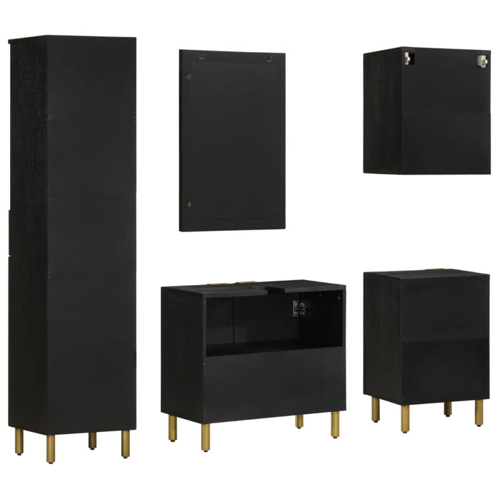 Set Mobili da Bagno 5 pz Nero in Legno Multistrato 3309997
