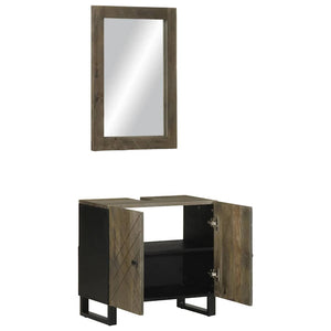 Set Mobili da Bagno 2 pz Nero in Legno Massello di Mango 3310000