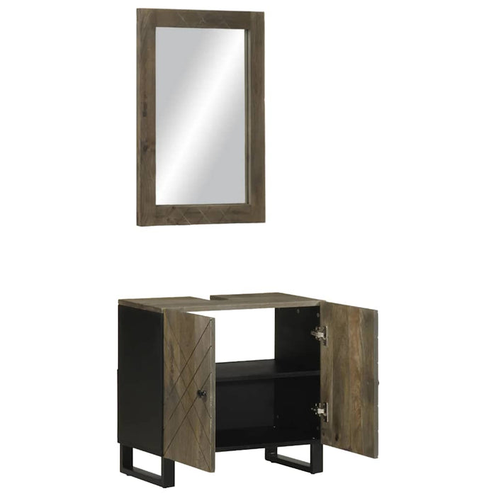 Set Mobili da Bagno 2 pz Nero in Legno Massello di Mango 3310000