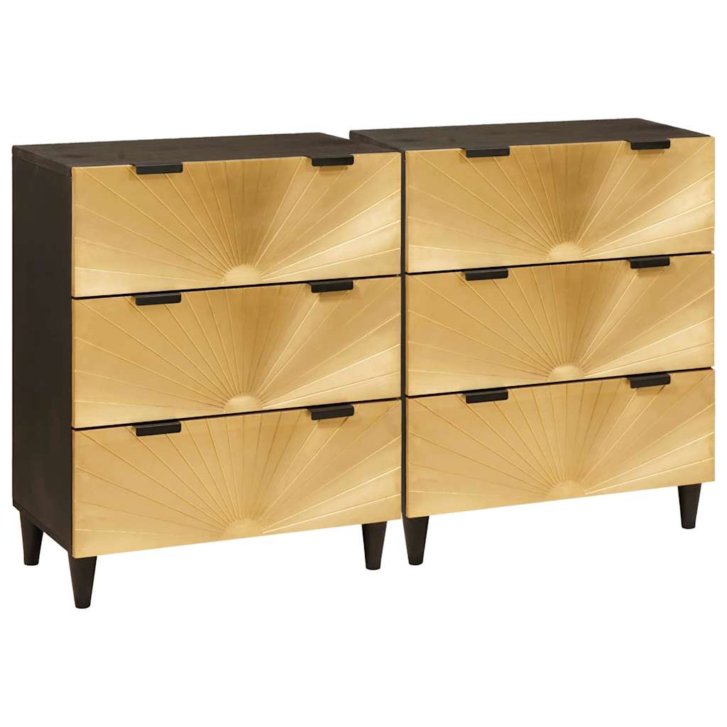 Credenza 2 pcs Nero e Oro 60 x 33 x 75 cm 3310022